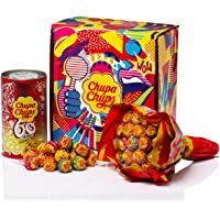 Los mejores  - Chupa Chups Original- Caramelo con Palo de Sabores Variados- Caja Regalo con Flower Bouquet de 19 unidades y Lata de 16…